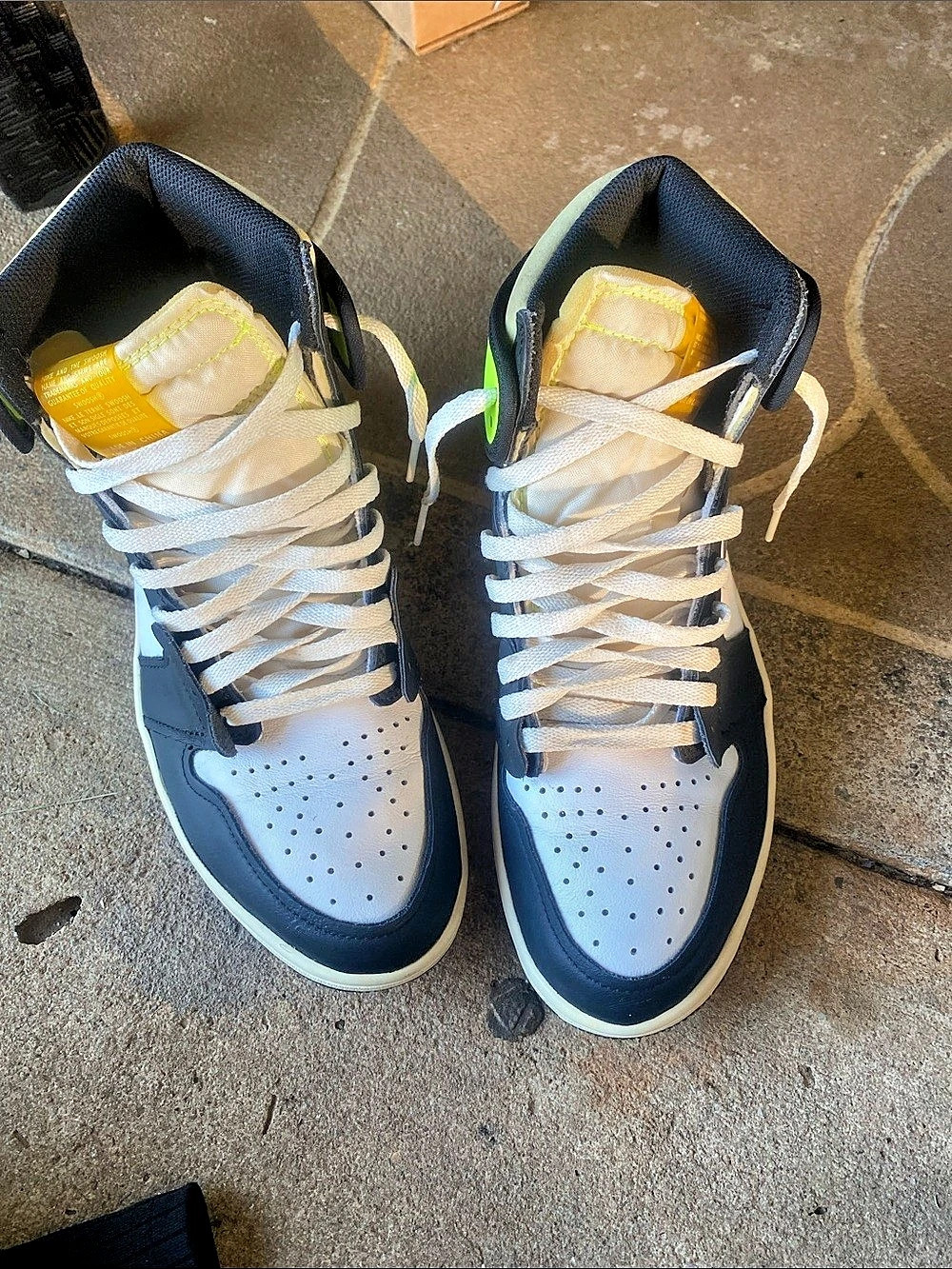Nike Air Jordan 1 High Top Sneakers in White & Blue Like New